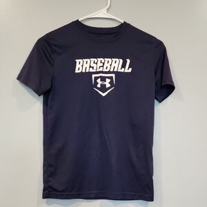 Under Armour Youth Heat Gear Navy Baseball T-Shirt